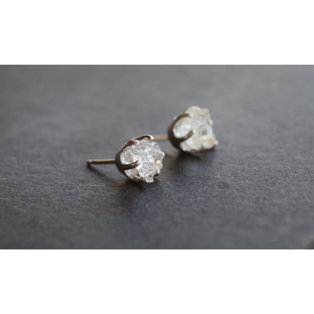 Lake County diamond earrings, 925 sterling silver, raw gemstones